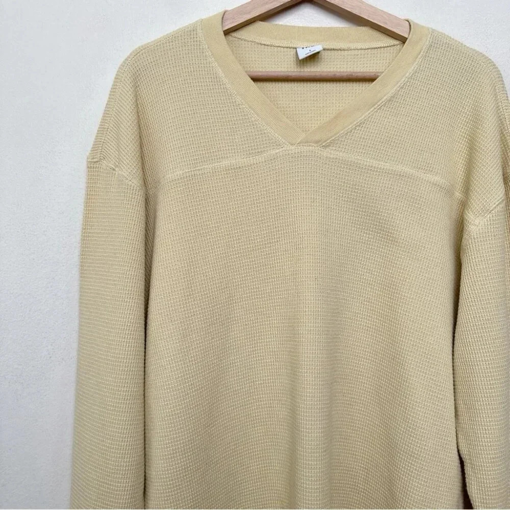 Aritzia Womens Tna Small Waffle  Yellow Long Sleeve Top - Picture 7 of 14